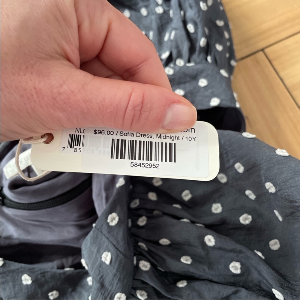 Elegant Charcoal Polka Dot Kids Dress NORALEE SOFIA DRESS - MIDNIGHT Size 10Y - Picture 9 of 16